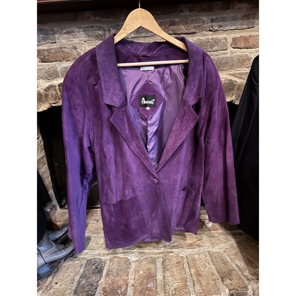 Vintage Avanti Purple Pig Suede Leather Blazer Jacket Size L Made in Yugoslavia